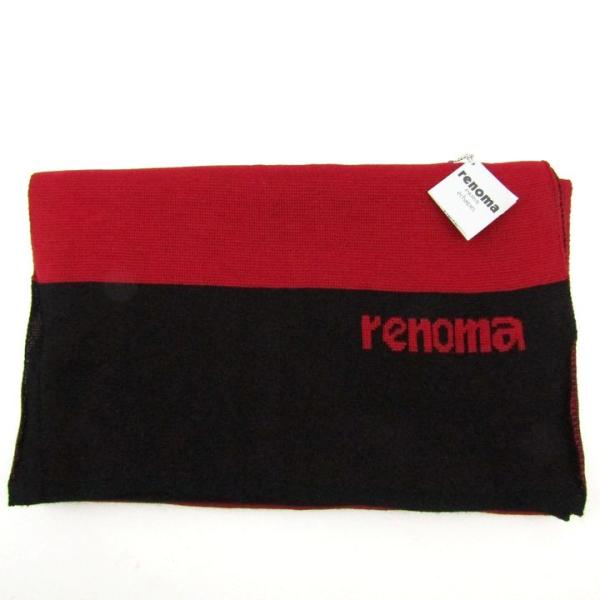 レノマ マフラー ストール 未使用 ロゴ バイカラー ウール ブランド レディース メンズ レッド ...