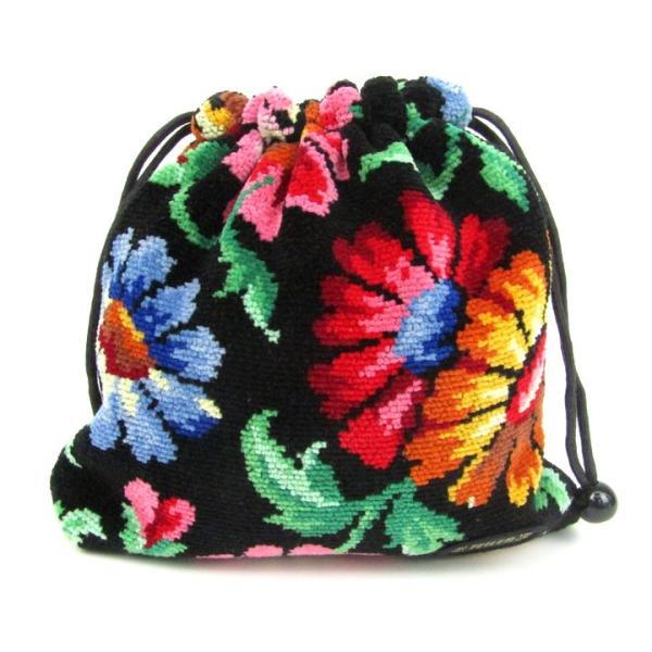 フェイラー ポーチ 巾着 シェニール織 花柄 小物入れ ブランド レディース ブラック FEILER