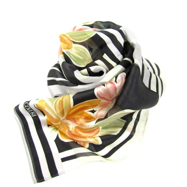 エンリコ・コベリ スカーフ シルク 花柄 ブランド レディース ブラック Enrico Coveri