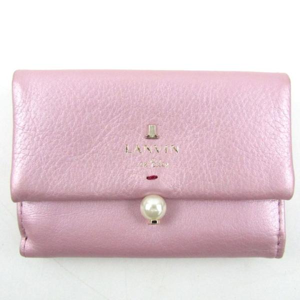 ランバンオンブルー 三つ折り財布 パール ウォレット ブランド レディース ピンク LANVIN e...