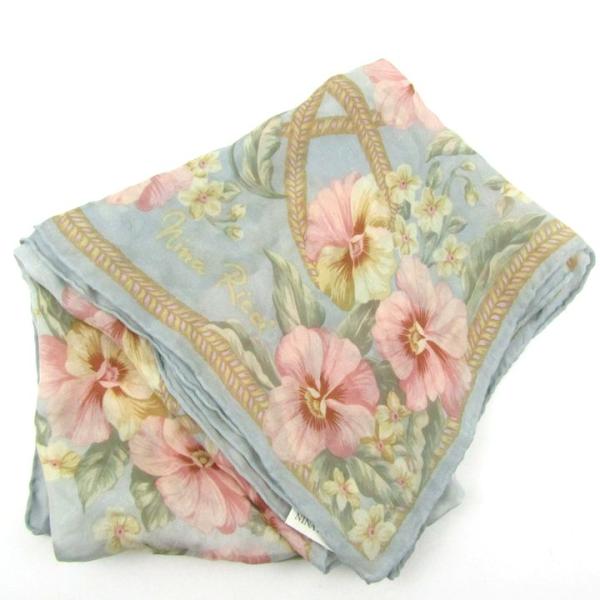 ニナリッチ スカーフ 花柄 シルク ブランド レディース ブルー NINA RICCI