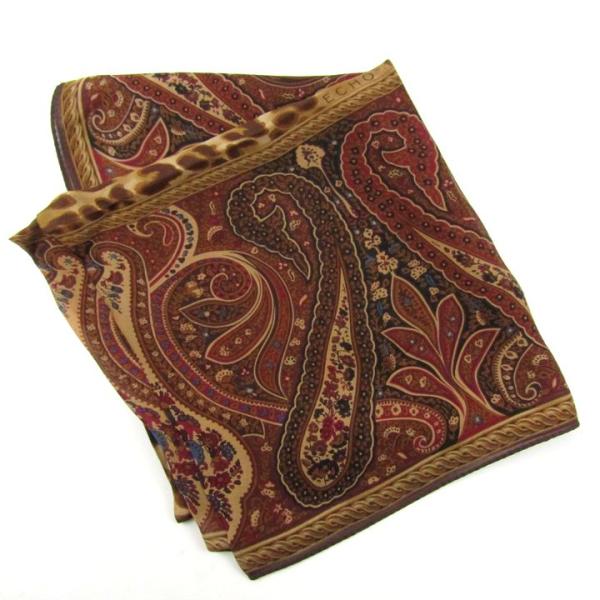 エコー スカーフ シルク ペイズリー 日本製 ブランド メンズ レディース ブラウン ECHO