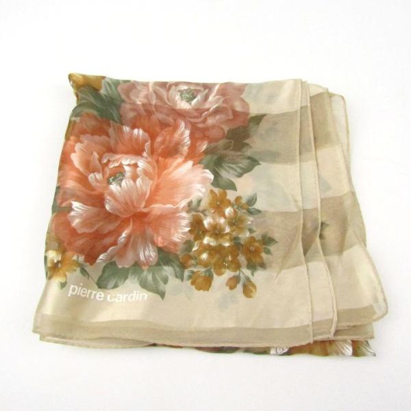 ピエールカルダン スカーフ 花柄 シルク ブランド 小物 レディース ベージュ Pierre Car...