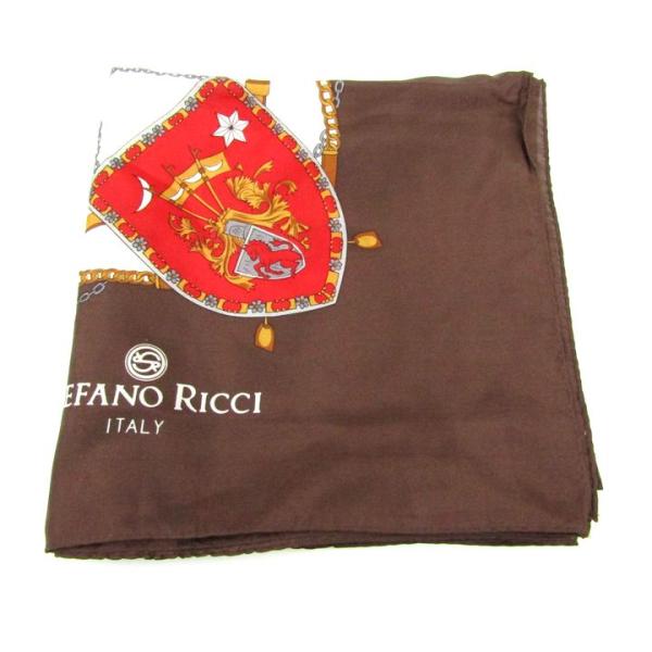 ステファノリッチ スカーフ 総柄 シルク 小物 ブランド レディース ブラウン STEFANO RI...
