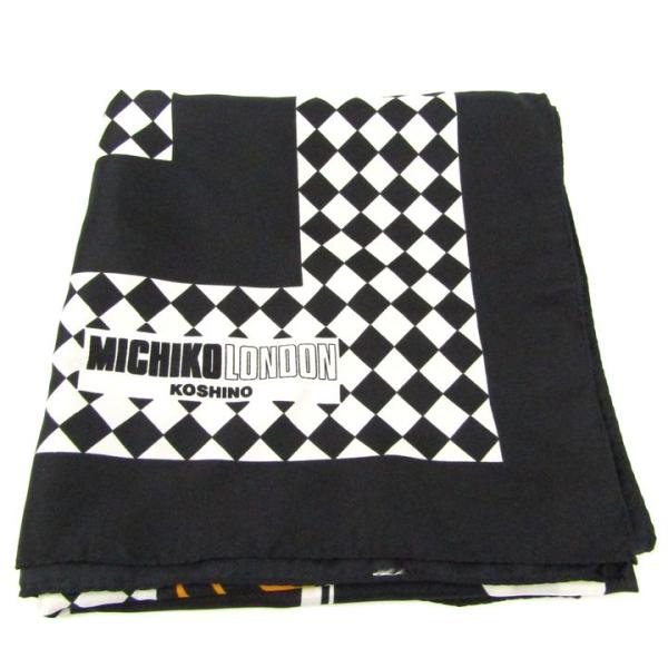 ミチコロンドン スカーフ チェッカー柄 ブランド 小物 レディース ブラック MICHIKO LON...