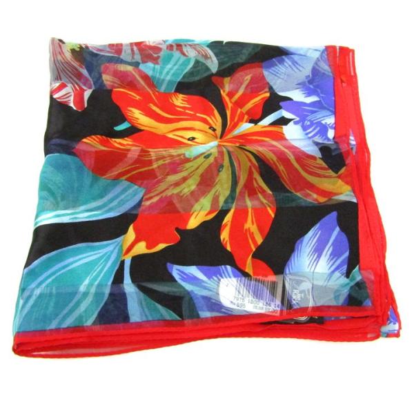 タイラック スカーフ 未使用 花柄 シルク 日本製 ブランド 小物 レディース ブラック×レッド T...