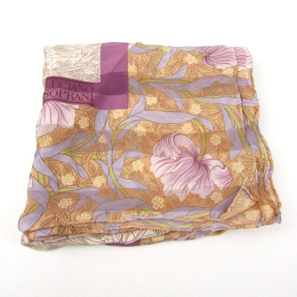 ルチアーノ・ソプラーニ スカーフ 花柄 ブランド 小物 レディース ベージュ×パープル LUCIAN...