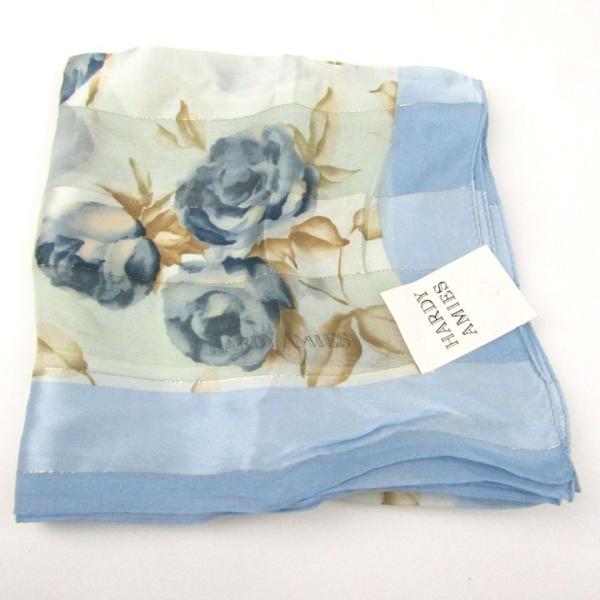 ハーディエイミス スカーフ 花柄 シルク 日本製 ブランド 小物 レディース ブルー Hardy A...