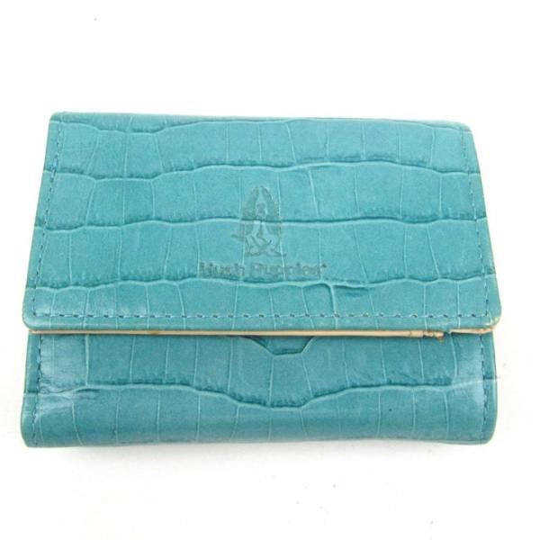ハッシュパピー 三つ折り財布 クロコ型押し 小銭入れあり ミニ財布 ウォレット ブランド レディース...