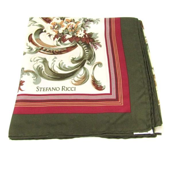 ステファノリッチ スカーフ シルク ペイズリー 花柄 アムウェイ ブランド レディース カーキ ST...