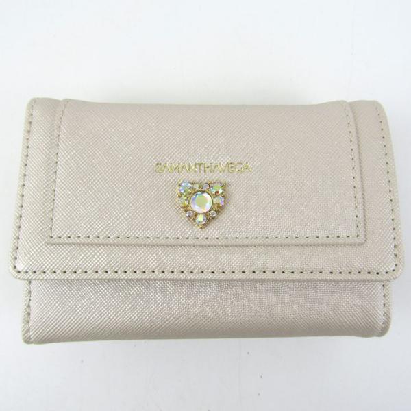 サマンサベガ 三つ折り財布 ハートビジュー 小銭入れあり ウォレット ブランド レディース ピンクベ...