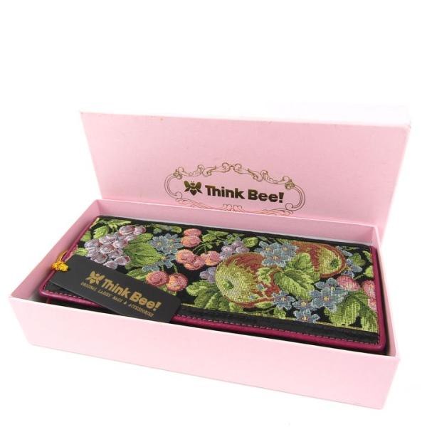 シンクビー 長財布 花柄 ゴブラン織り 小銭入れあり ウォレット ブランド レディース ブラック t...