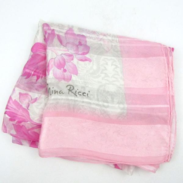 ニナリッチ スカーフ 花柄 ブランド 小物 レディース ホワイト×ピンク NINA RICCI