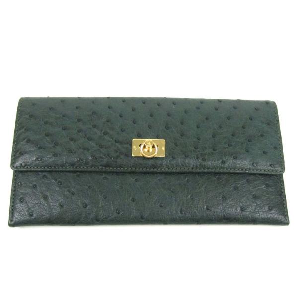 クリスチャンオジャール 長財布 オーストリッチ 型押し レザー ウォレット ブランド レディース グ...