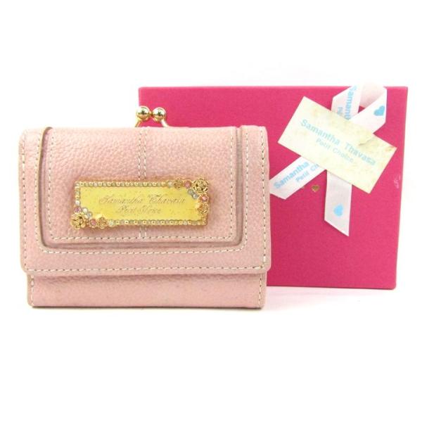 サマンサタバサ プチチョイス 三つ折り財布 ビジュー ロゴ ウォレット ブランド レディース ピンク...