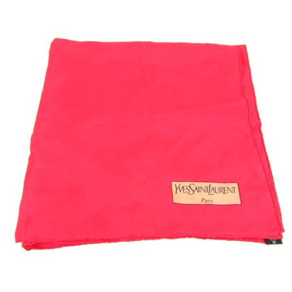イヴ・サンローラン スカーフ シルク 無地 ロゴ ブランド レディース ピンク YVES SAINT...