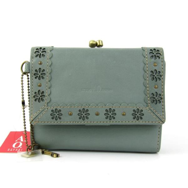 アツキオオニシ 三つ折り財布 小銭入れあり ウォレット ブランド レディース グリーン ATSUKI...