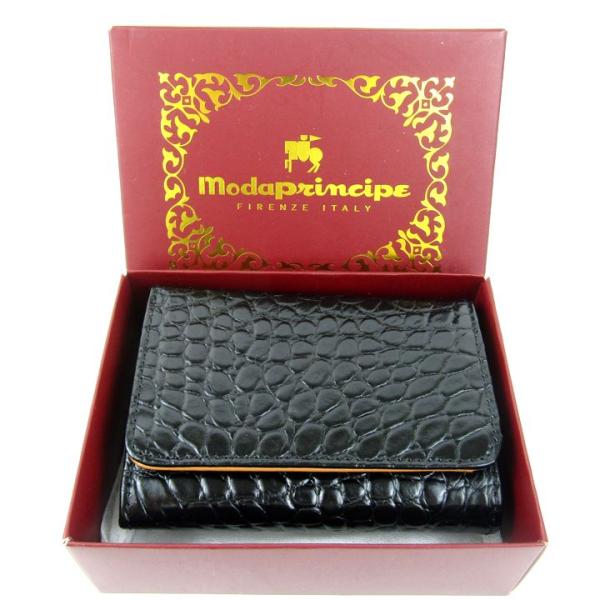 モーダプリンチペ 三つ折り財布 クロコダイル型押し レザー 小銭入れあり ウォレット ブランド レデ...