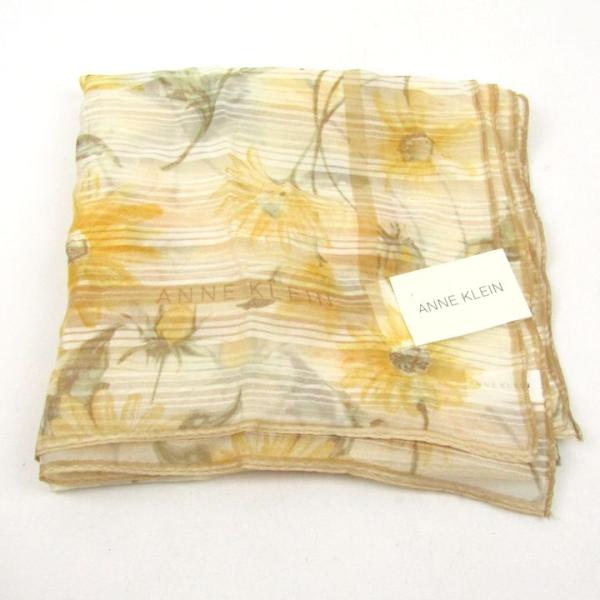 アンクライン スカーフ シルク 日本製 花柄 未使用 ブランド レディース イエロー ANNE KL...