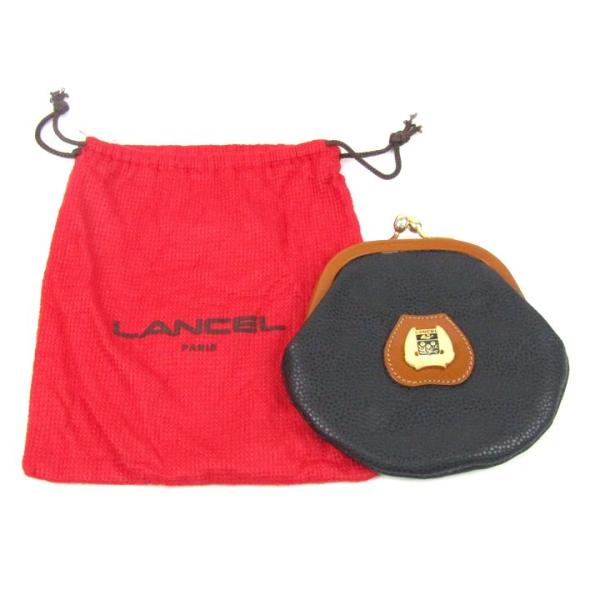 ランセル コインケース レザー がま口 エンブレム イタリア製 ブランド レディース ブラック LA...