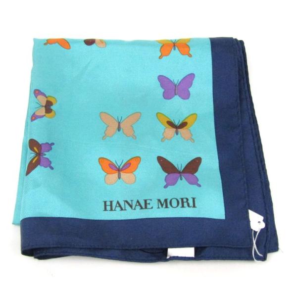 ハナエモリ スカーフ 未使用 バタフライ 蝶柄 シルク ブランド レディース グリーン HANAE ...