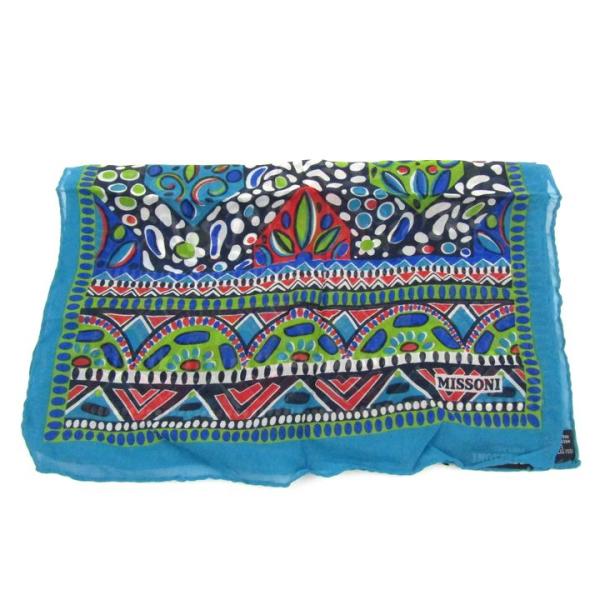 ミッソーニ スカーフ ストール シルク イタリア製 ブランド レディース ブルー Missoni