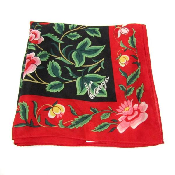 ケンゾー スカーフ 花柄 シルク C-TL2002 ブランド レディース ブラック/レッド KENZ...
