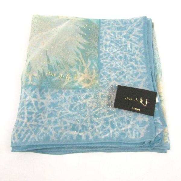 ヤマグチサヨコ スカーフ 未使用 シルク C-TK1850 ブランド レディース グリーン/スカイブ...