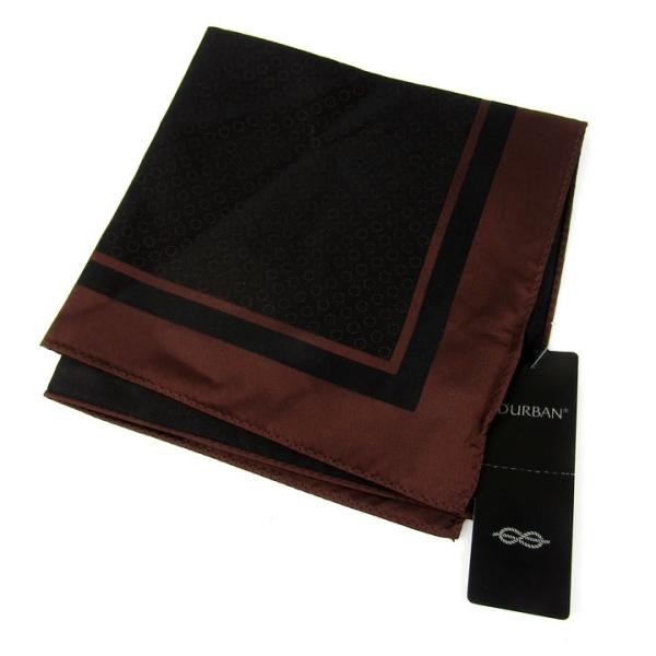 ダーバン ポケットチーフ 未使用 総柄 シルク 日本製 ブランド 小物 メンズ ブラウン Durba...