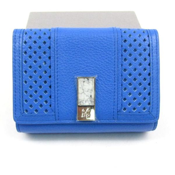 サザビー 三つ折り財布 未使用 小銭入れあり ウォレット ブランド レディース ブルー SAZABY