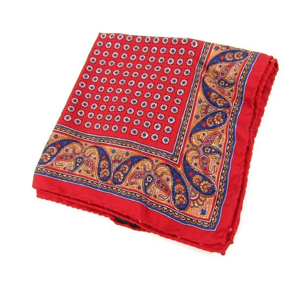 フェアファクス ポケットチーフ 未使用 ドット ペイズリー柄 リバーシブル シルク ブランド メンズ...