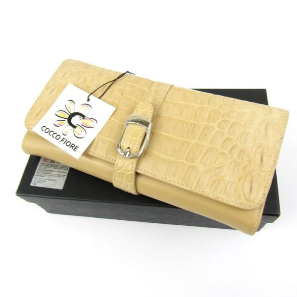 コッコフィオーレ 長財布 クロコ型押し 未使用 ウォレット ブランド レディース ベージュ COCC...