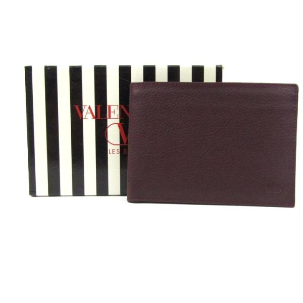 ヴァレンティノ 二つ折り財布 未使用 レザー 小銭入れあり ウォレット ブランド メンズ ワインレッ...
