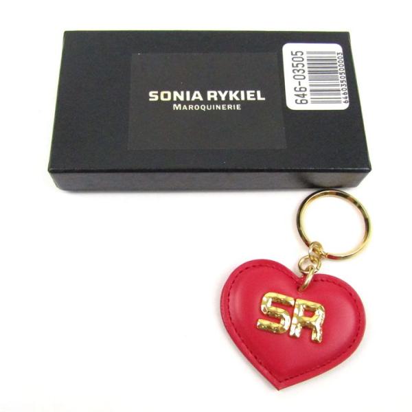 ソニアリキエル キーホルダー キーリング ハートモチーフ ロゴ 牛革 チャーム ブランド レディース...