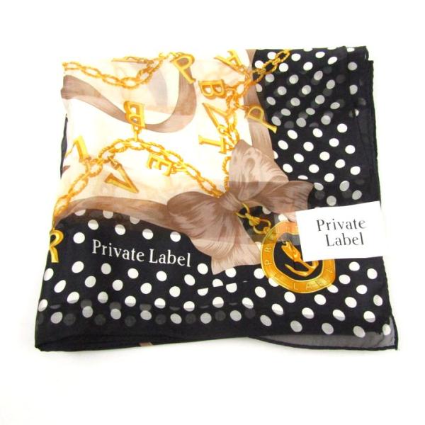 プライベートレーベル スカーフ ブランド ドット柄 未使用 黒 レディース ブラック PRIVATE...