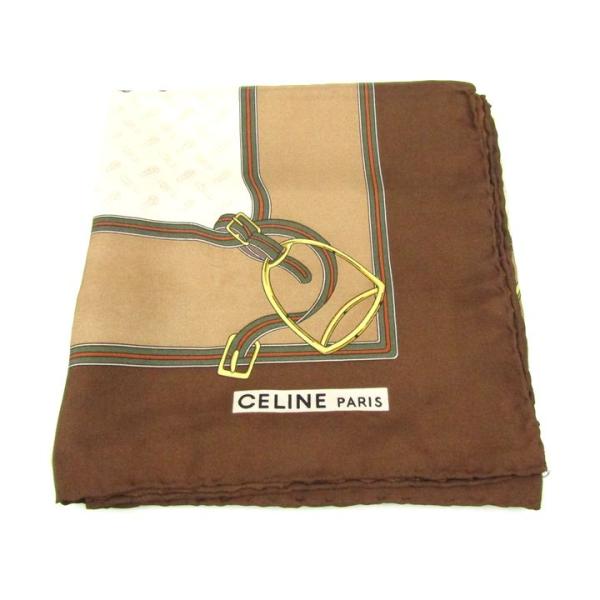 セリーヌ スカーフ 乗馬 馬具 ブランド シルク イタリア製 レディース ブラウン CELINE