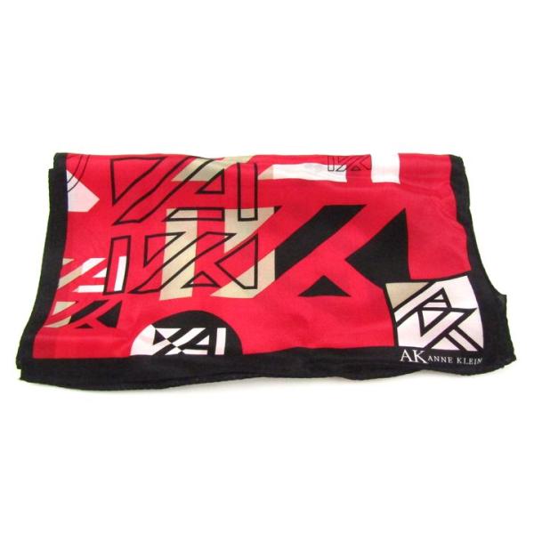 アンクライン スカーフ ストール シルク ブランド 赤 レディース レッド ANNE KLEIN
