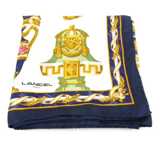 ランセル スカーフ 総柄 陶器 壺 シルク イタリア製 ブランド レディース ネイビー LANCEL