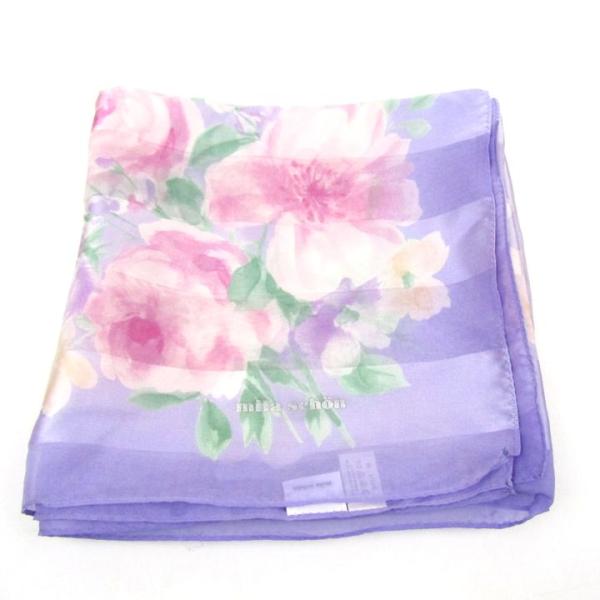 ミラショーン スカーフ 花柄 シルク 日本製 ブランド レディース パープル mila schon