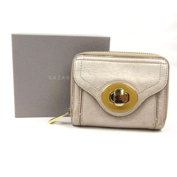 サザビー 二つ折り財布 レザー 小銭入れあり ウォレット ブランド レディース ベージュ SAZAB...