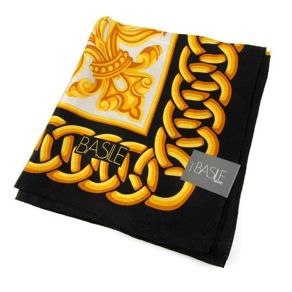 バジーレ スカーフ 未使用 シルク チェーン ブランド レディース ブラック BASILE