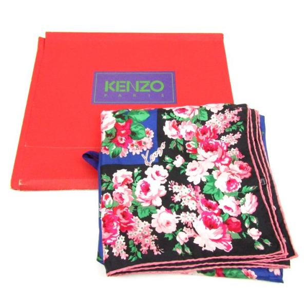 ケンゾー スカーフ 花柄 シルク イタリア製 ブランド レディース ブルー KENZO