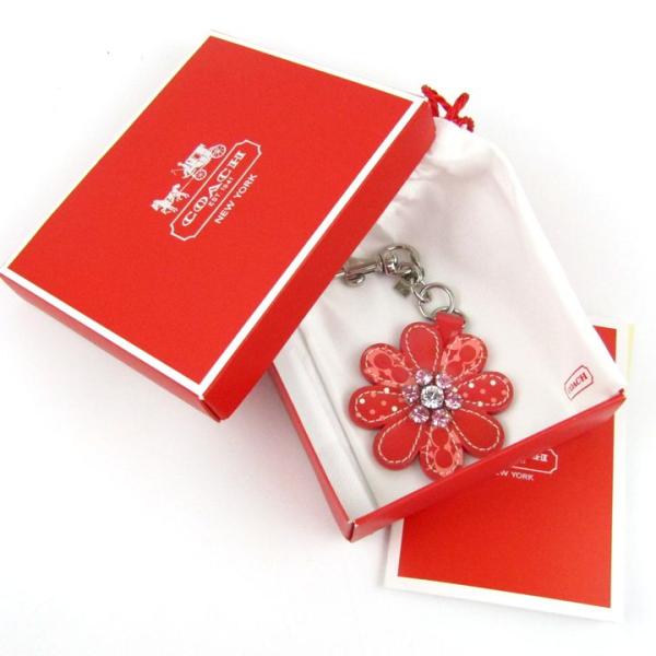 コーチ キーホルダー フラワー ビジュー シグネチャー レザー チャーム 花 ブランド レディース ...