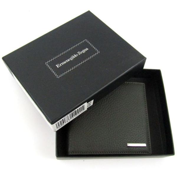 エルメネジルドゼニア 二つ折り財布 レザー ウォレット イタリア製 ブランド メンズ ダークグレー ...
