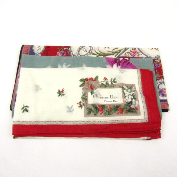 クリスチャンディオール ハンカチ 3点セット 未使用 クリスマス 花柄 ブランド まとめて レディー...