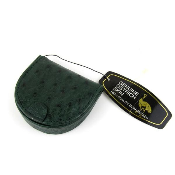 オーストリッチ レザー コインケース 未使用 本革 馬蹄型 小銭入れ 財布 ウォレット メンズ グリ...