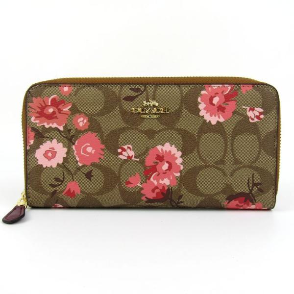 コーチ 長財布 フローラル シグネチャー 花柄 ラウンドジップ ウォレット ブランド レディース ブ...