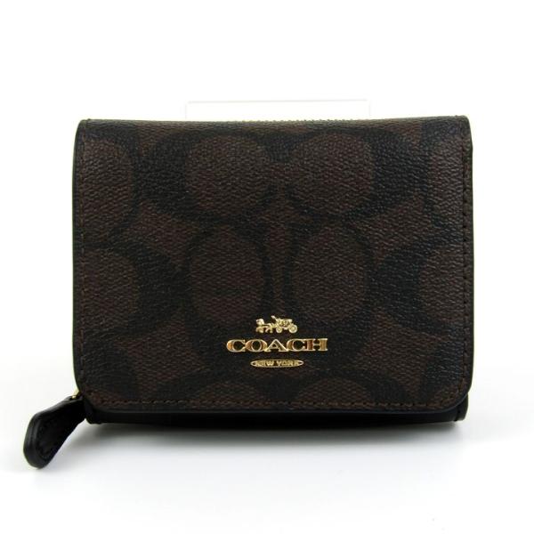 コーチ 三つ折り財布 シグネチャー コンパクトウォレット ミニ財布 ブランド レディース ブラウン ...