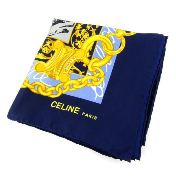 セリーヌ スカーフ トリオンフ バロック柄 シルク ブランド 小物 レディース ネイビー CELIN...