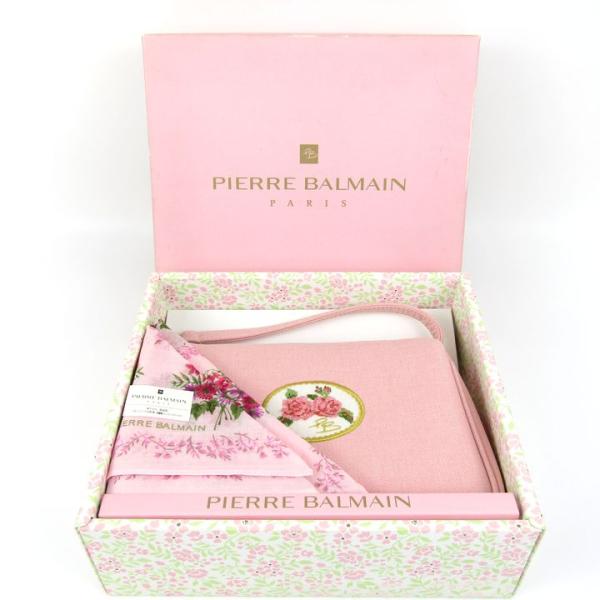 ピエールバルマン ポーチ ハンカチセット 花柄 ブランド 小物 レディース ピンク PIERRE B...